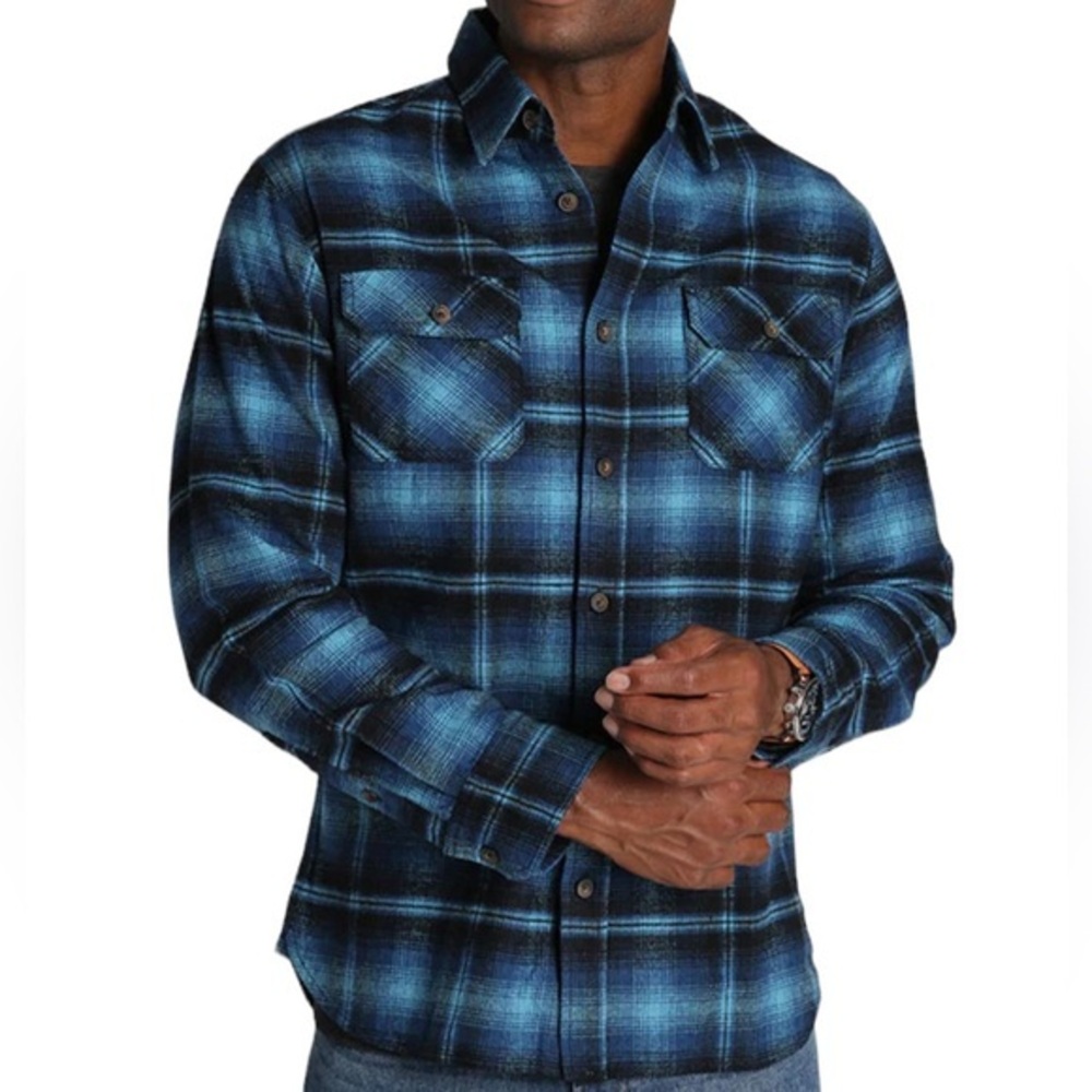 JACHS Blue Plaid Brawny‎ Flannel Shirt Size XXL